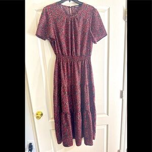 Short flared sleeves with smocked waisted maxi dress